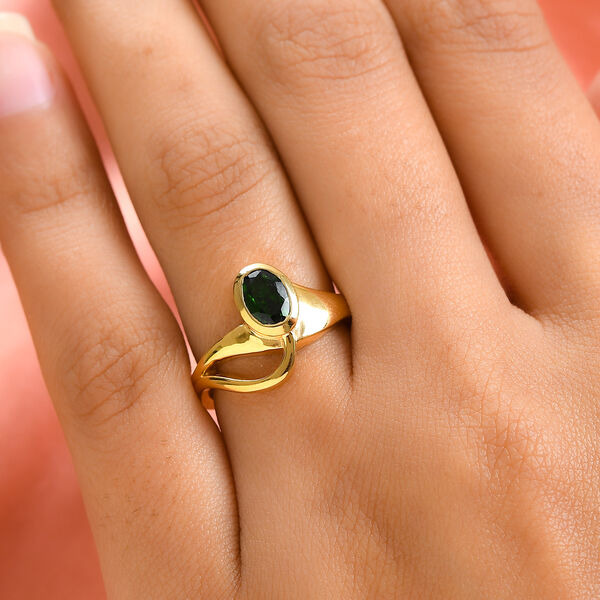 Natürlicher Chromdiopsid Ring 925 Silber vergoldet  ca. 0,72 ct image number 3