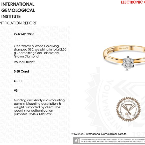 LUXORO IGI zertifizierter VS-GH Labor Diamant Ring in 585 Gelbgold - 0,50 ct. image number 11