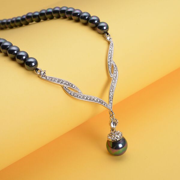 Pfaufarbene Muschelkernperlen-Halskette ca. 50 cm image number 2