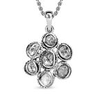 Handgearbeiteter, nat&uuml;rlicher Polki Diamant Anh&auml;nger mit Kette, 925 Silber platiniert ca. 0.50 ct