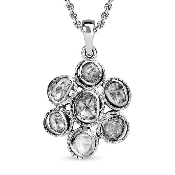 Handgearbeiteter, nat&uuml;rlicher Polki Diamant Anh&auml;nger mit 50cm Kette - 0.50 ct