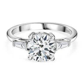 Moissanit Ring, 925 Silber rhodiniert - 1,88 ct.