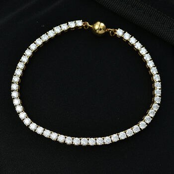 D'Joy Moissanit 19cm Armband, 925 Silber 750 Gelbgold Vermeil - 7,18 ct.