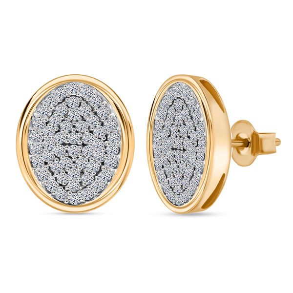 LUXURIANT SGL zertifizierte SI-GH Labor Diamant Ohrringe, 925 Silber Gelbgold Vermeil - 1 ct.