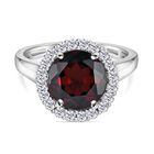 Natürlicher Mosambik Granat und weißer Zirkon-Ring, 925 Silber platiniert (Größe 17.00) ca. 4,79 ct