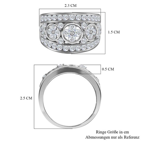 LUSTRO STELLA - Weißer Zirkonia Ring, 925 Silber platiniert (Größe 17.00) ca. 3,07 ct image number 5