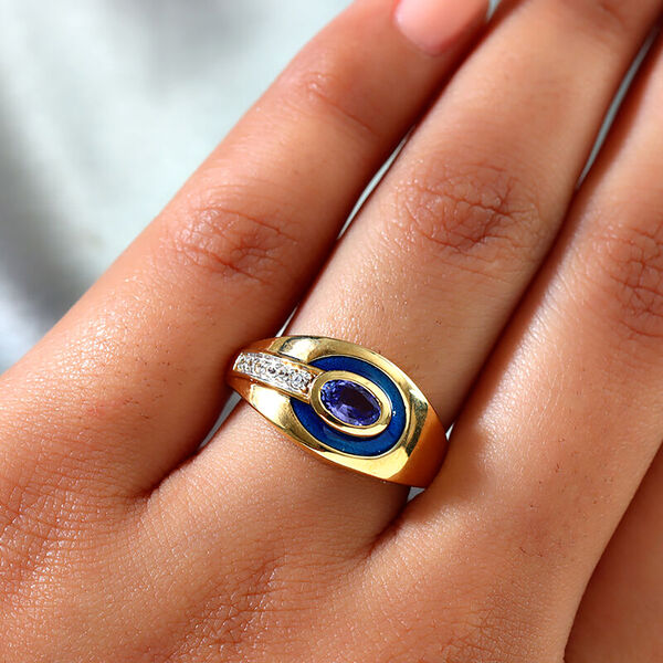 Tansanit und Zirkon Ring 925 Silber vergoldet  ca. 0,56 ct image number 3