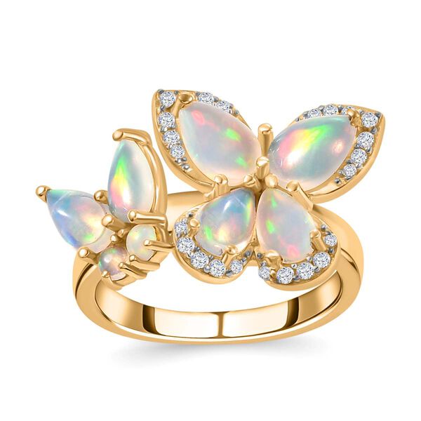 AA Natürlicher, äthiopischer Welo Opal und Zirkon Ring - 2,12 ct. image number 4