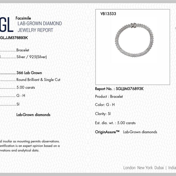 LUXURIANT SGL zertifiziertes SI-GH Labor Diamant Armband, 19cm - 5 ct. image number 7