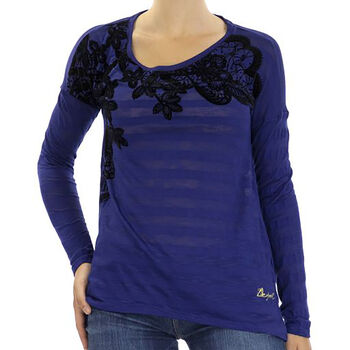 DESIGUAL, T-Shirt mit langen &Auml;rmeln und Stickerei auf dem Oberteil, Schwarz, Gr&ouml;&szlig;e 42