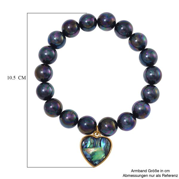 Pfaufarbenes Muschelkernperlen und Abalone Muschel Armband, 17-19 cm - 198 ct. image number 5