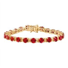 D'Joy Lab Created Padparadscha-Saphir Armband ca. 20 cm 925 Silber 750 Gelbgold Vermeil ca. 28,36 ct.