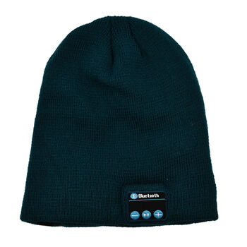 Beanie M&uuml;tze mit Bluetooth Kopfh&ouml;rer, blau