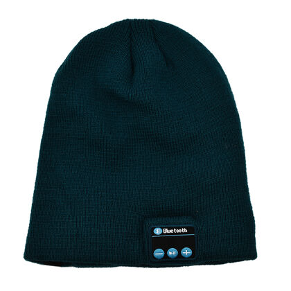 Beanie M&uuml;tze mit Bluetooth Kopfh&ouml;rer, blau