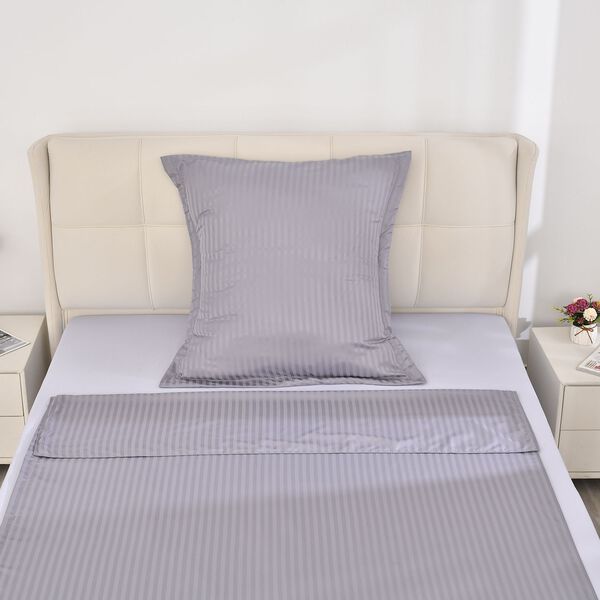 2-teiliges Bettwäsche-Set mit vertikalem Streifenmuster, 135x200 cm und 80x80 cm, Grau image number 3