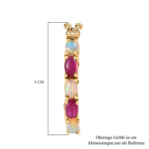 AA Afrikanischer Rubin (Fissure gefüllt), Natürlicher, äthiopischer Welo Opal Ohrringe 925 Silber 750 Gelbgold Vermeil ca. 5,10 ct. image number 7