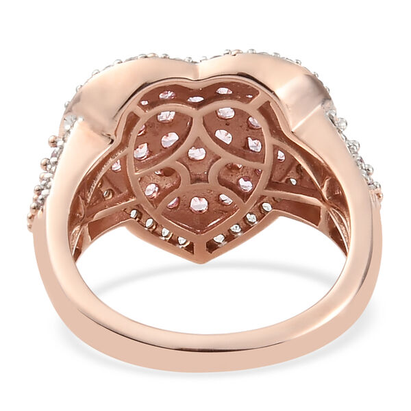 Rosa Saphir und Zirkon-Halo-Ring, 925 Silber rosévergoldet, 1,86 ct. image number 6