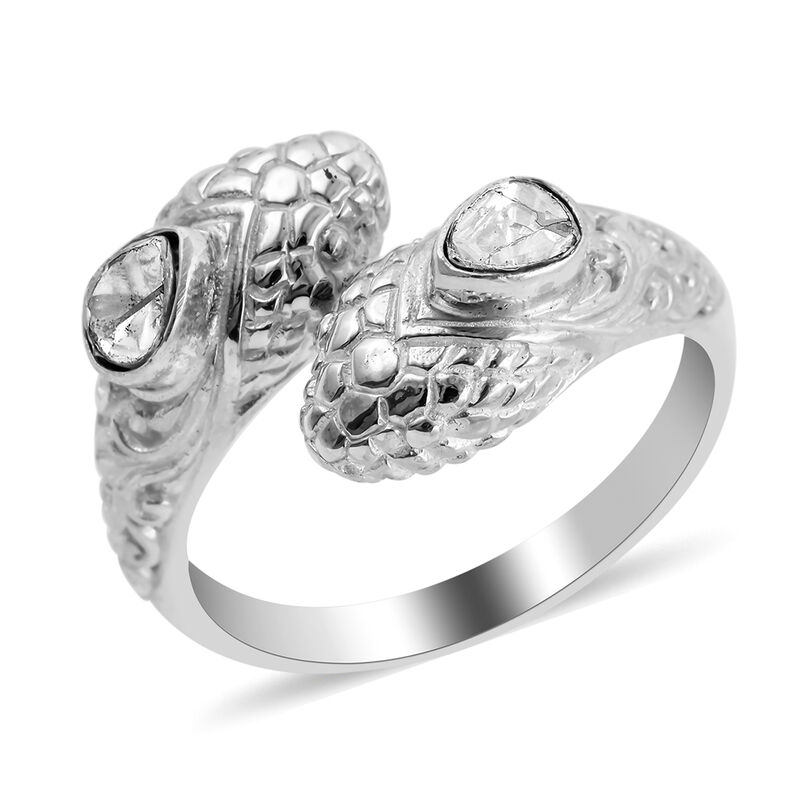 Royal Bali Kollektion - Polki Diamant Bypass-Ring, 925 Silber  ca. 0,36 ct image number 0