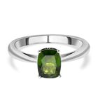 Natürlicher Chromdiopsid und weißer Zirkon Ring, 925 Silber rhodiniert (Größe 19.00) ca. 1.31 ct