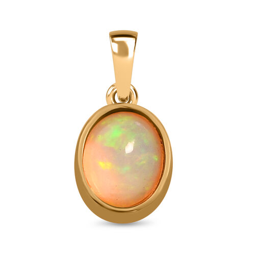AA Natürlicher, äthiopischer Welo Opal Anhänger, 925 Silber vergoldet, ca. 1.21 ct image number 0