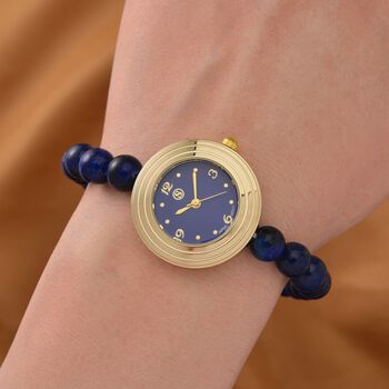 Blauer Howlit Uhren Reiner Edelstahl Bicolor flexibel ca. 50,00 ct.