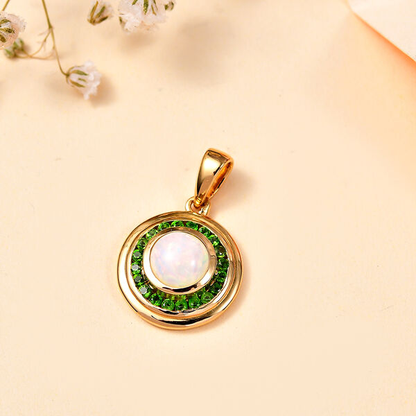 AA Natürlicher, äthiopischer Welo Opal und Chromdiopsid-Anhänger - 1,34 ct. image number 2