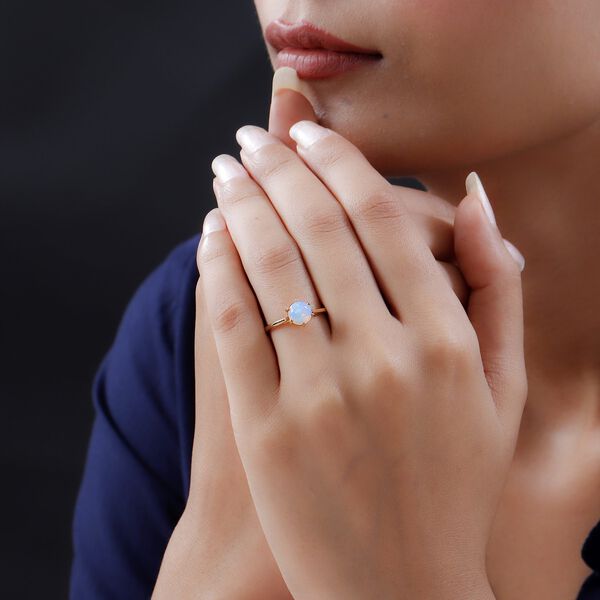 Natürlicher, äthiopischer Welo Opal Ring, 925 Silber vergoldet (Größe 18.00) ca. 0,85 ct image number 3