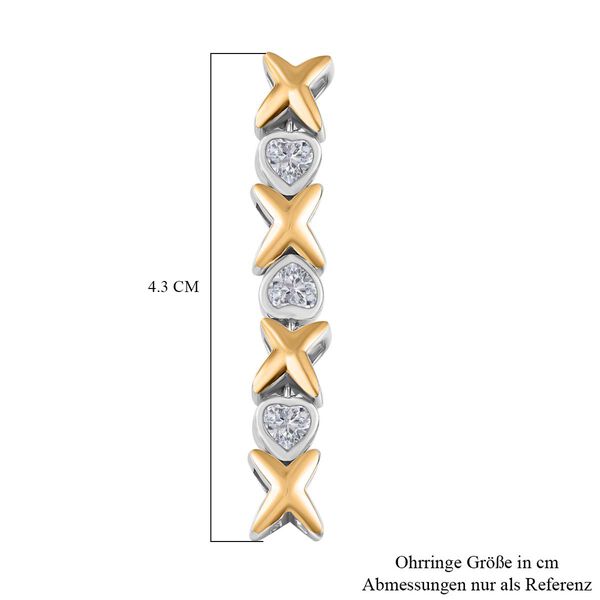 GP Amore Kollektion - Moissanit, Kanchanaburi Blauer Saphir Ohrringe 925 Silber Rhodiniert und 750 Gelbgold Vermeil ca. 1.53 ct image number 5