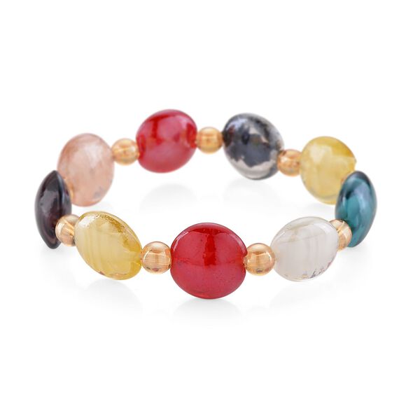 Champagner Kristall, Mehrfarbiges Murano-Stil Glas Armband, flexibel