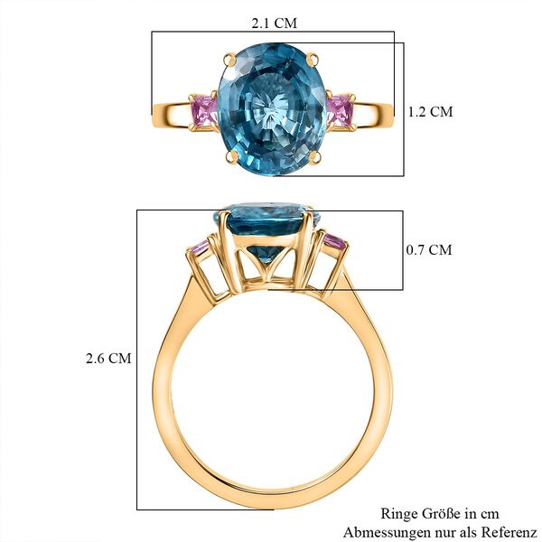 AAA Blauer Zirkon, Rosa Saphir Ring 585 Gold (Größe 17.00) ca. 6,02 ct image number 7