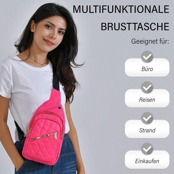 Stepp-Slingtasche mit RFID-Schutz und Kopfhöreröffnung, Größe: 17x7,5x30cm, Rosa image number 2