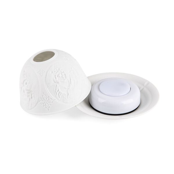 LED-Porzellan-Teelichthalter - Motiv Engel, 13-Farben-LED mit Fernbedienung, Durchmesser 10,5 cm, Höhe 7,5 cm image number 6