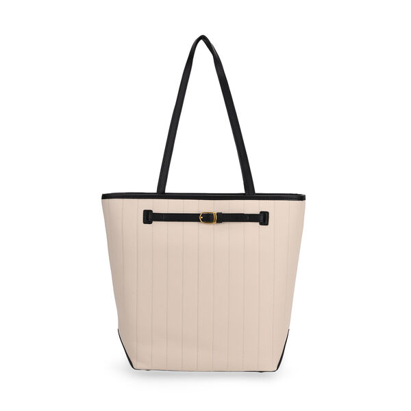 Shopper Tasche aus Echtleder mit Zierschnalle und Doppelgriffen, Metallfüße, 25x11x32 cm, Khaki