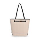 Shopper Tasche aus Echtleder mit Zierschnalle und Doppelgriffen, Metallfüße, 25x11x32 cm, Weiß