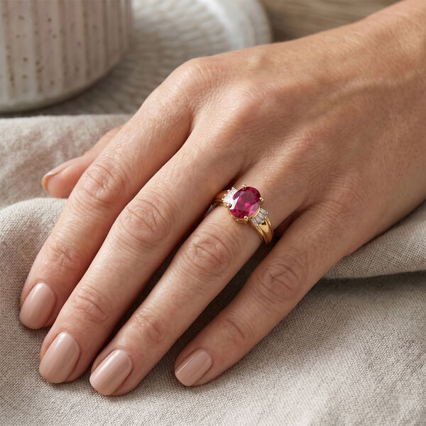 LUXURIANT DIAMOND - AAA Lab Grown Rubin, Wei&szlig;er Diamant Ring 925 Silber Gold (Gr&ouml;&szlig;e 19.00) ca. 2,77 ct image number 1