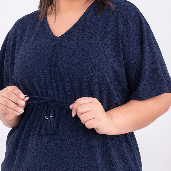 TAMSY Designer glitzer Tunika Bluse, One Size, Dunkelblau image number 4