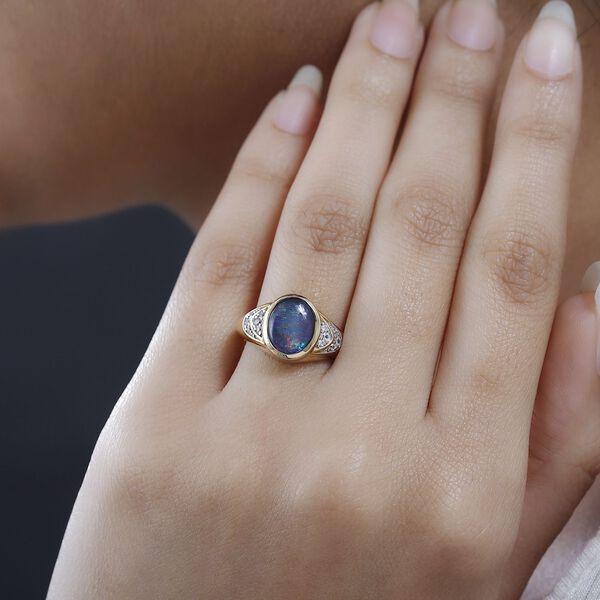 Boulder Opal Triplett und Zirkon Ring - 1,75 ct. image number 9