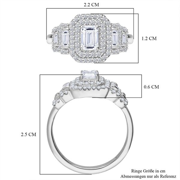 LUXURIANT SGL zertifizierter VS-EF Labor Diamant Ring, 925 Silber platiniert - 1 ct. image number 4