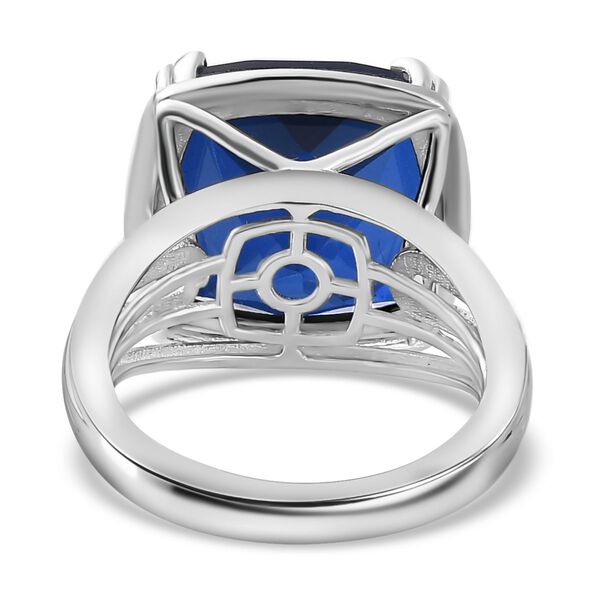 Tansanit-Farbe Quarz Ring 925 Silber platiniert (Größe 21.00) ca. 13,20 ct image number 6