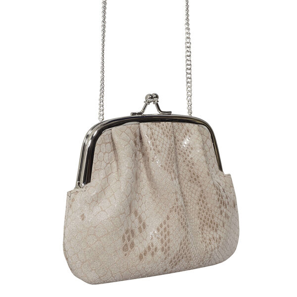 ASSOTS LONDON - Geldbörse aus 100% echtem Leder mit abnehmbarem Schulterriemen, Schlangenmuster, Beige image number 5