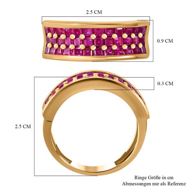 AA Afrikanischer Rubin (Fissure gef&uuml;llt) Ring, 925 Silber Gelbgold Vermeil (Gr&ouml;&szlig;e 18.00), ca. 2.52 ct image number 5