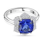 AAAA Tansanit, Weißer Diamant Ring 950 Platin (Größe 16.50) ca. 4,25 ct