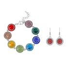 2er Set - Mehrfarbiger Kristall Armband und Ohrringe