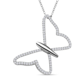 Moissanit Anh&auml;nger mit 50cm Kette, 925 Silber rhodiniert - 0,70 ct.