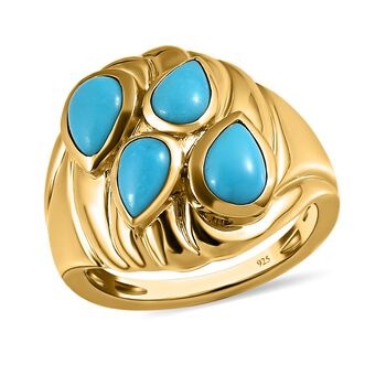 Amerikanischer, nat&uuml;rlicher Sleeping Beauty T&uuml;rkis Ring, 925 Silber Gelbgold Vermeil, (Gr&ouml;&szlig;e 17.00) ca. 2.05 ct