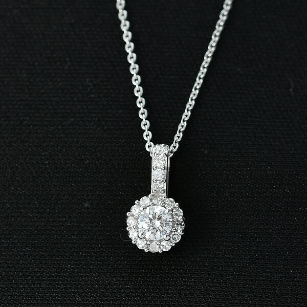 LUXURIANT SI-GH Labor Diamant Anh&auml;nger mit 50cm Kette, 925 Silber rhodiniert - 0,50 ct. image number 2