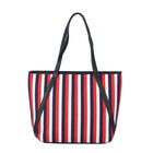 Klassische Handtasche mit Streifenmuster, Rot/blau