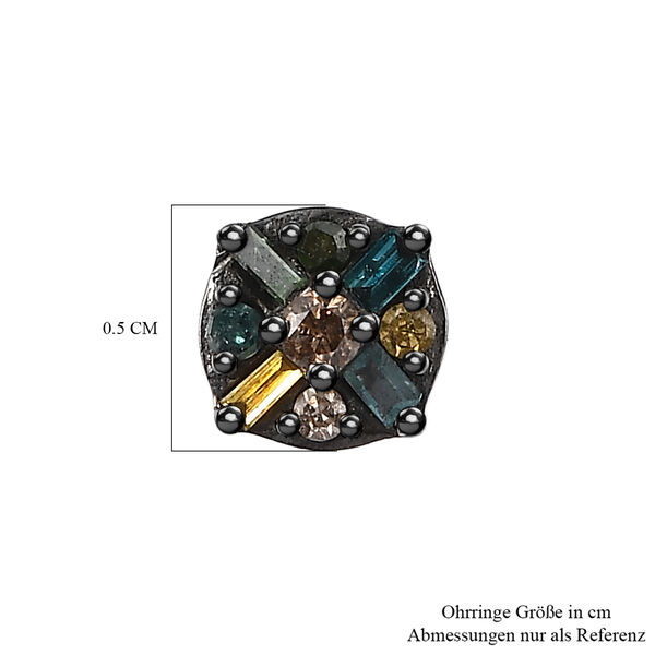 D'Joy Natürlicher Champagner Diamant, Blauer Diamant Ohrringe 925 Silber rhodiniert ca. 0.17 ct image number 4