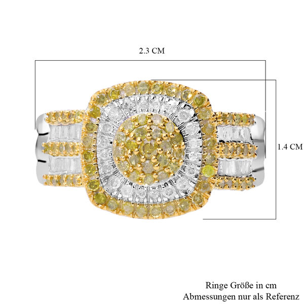 Gelber Diamant, Weißer Diamant Ring 925 Silber platiniert (Größe 17.00) ca. 1.00 ct image number 4