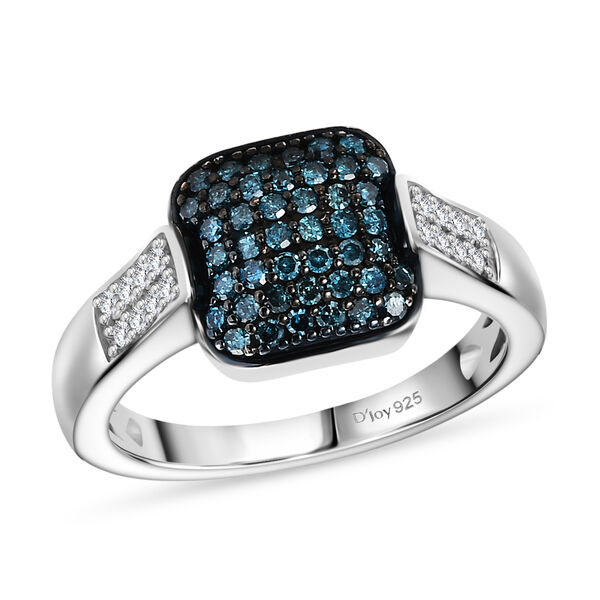 D'Joy Weißer Diamant, Blauer Diamant Ring 925 Silber rhodiniert (Größe 17.00) ca. 0,48 ct image number 3